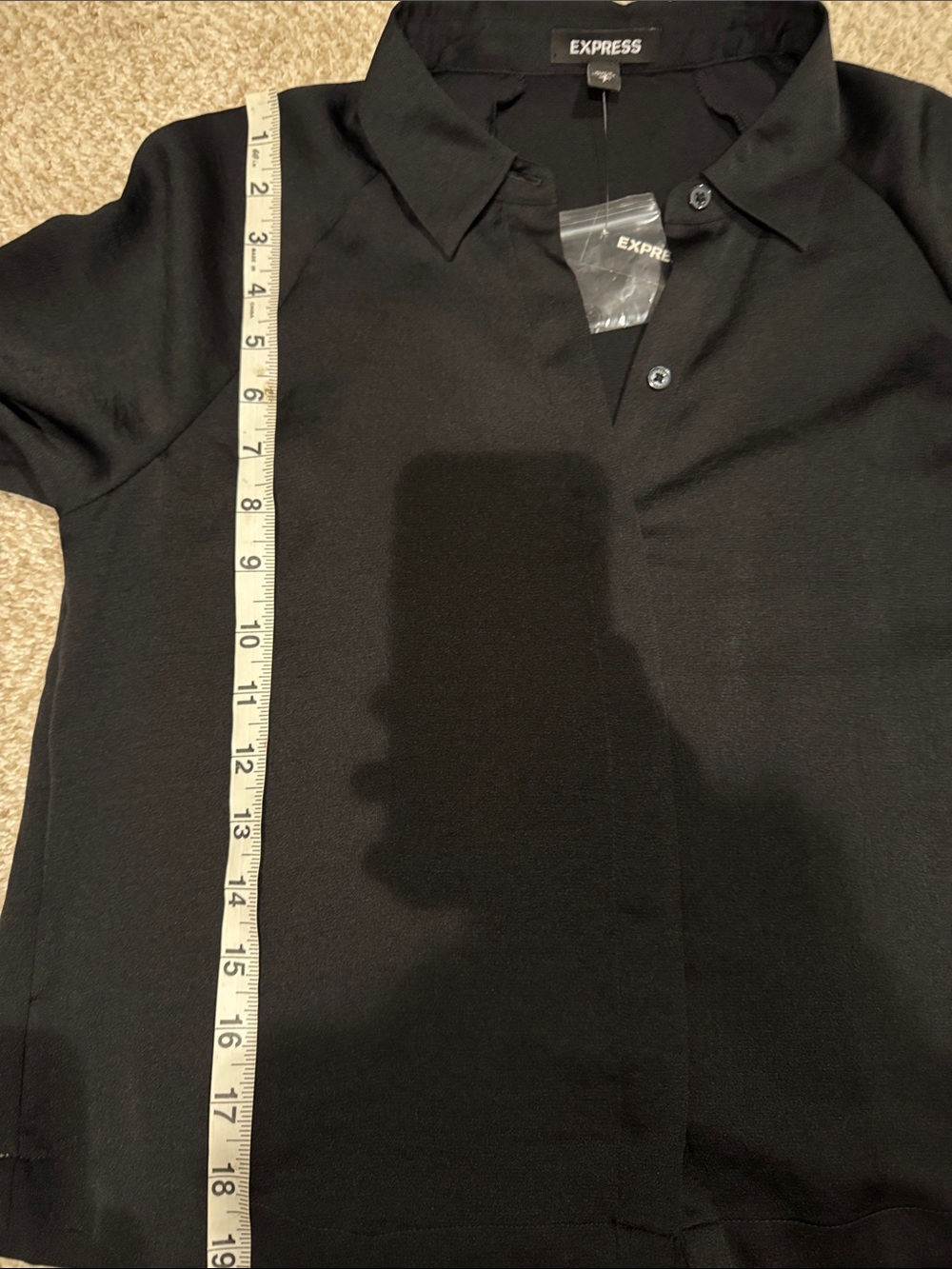 Express Black Women's Collared Button-Down Top - Picture 6 of 6